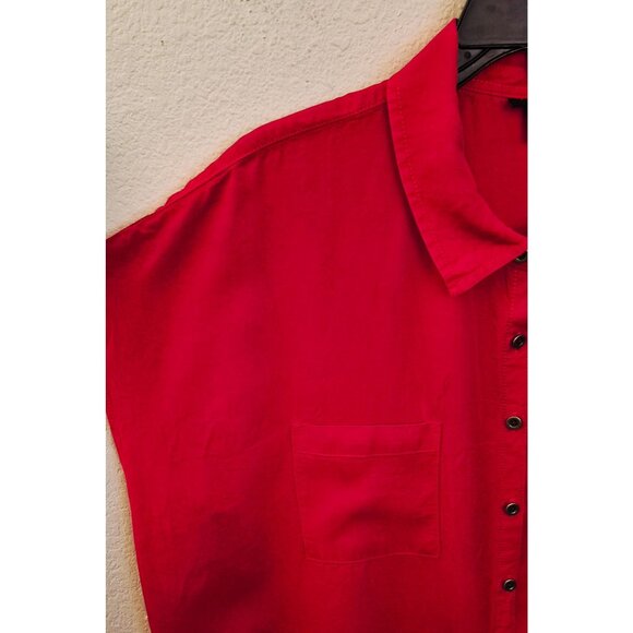 Torrid Red Tencel Blend Boxy Dolman Sleeve Button Front Tunic Top Size 2X EUC - Picture 4 of 8